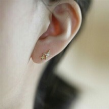 1.50Ct Round Created Diamond Elegant Star Stud Earring 14K Yellow Gold Plated - £97.37 GBP