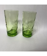 2 Vintage Libbey Crisa Green Weighted Bottom Drinking Glass - $331.98 MXN
