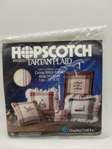 Hopscotch Tartan Pink, Gray &amp; Blue Plaid 14 ct 15” X 15” Cross Stitch Fabric  - £6.23 GBP