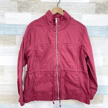 Old Navy Field Utility Jacket Red Full Zip Pockets Unlined Cotton Womens XL - $29.69