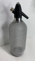 Large 14&quot; Syphon Seltzer Glass Bottle Wire Chain Mesh Steampunk Deco - £27.49 GBP