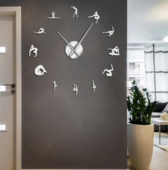 Gymnastics Fitness Centre Giant Frameless DIY Wall Clock Home Office Decor - $22.99+