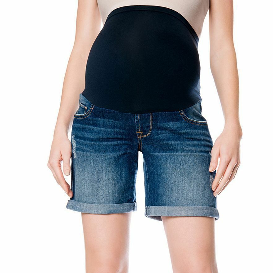 Primary image for Oh Baby by Motherhood Secret Fit Belly Distressed Maternity Jean Denim Shorts