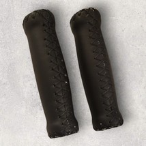 Bicycle Handlebar Grips Pair of Black Retro Faux Leather - £7.51 GBP