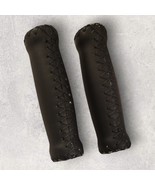 Bicycle Handlebar Grips Pair of Black Retro Faux Leather - $13.67 CAD