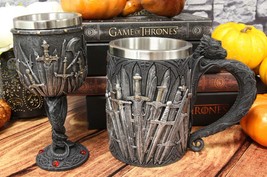 Set of 2 Medieval Valyrian Steel Swords Wine Goblet And Dragon Iron Thro... - £47.84 GBP