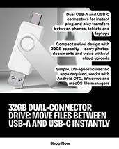 USB and Type C Drive 32 GB White Portable Flash Memory Stick with Dual C... - $18.99