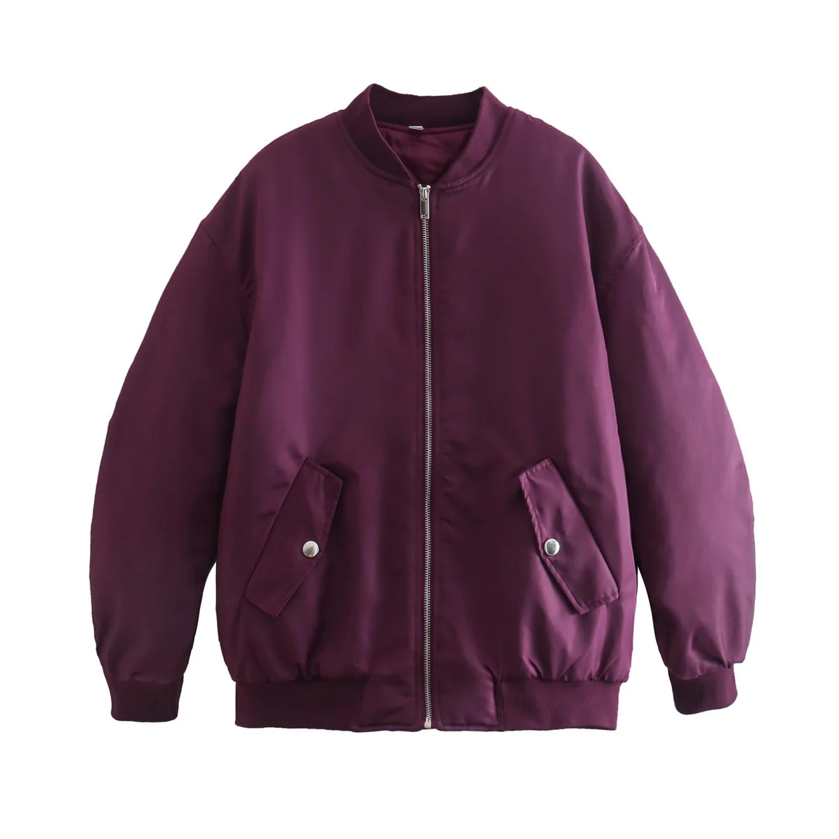  zipper jackets coat pockets solid color vintage o neck 2022 autumn green parkas bomber thumb200