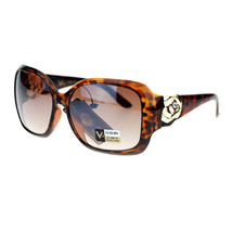 Women&#39;s Oversized Square Frame Sunglasses With Rhinestone Rose Design - £13.79 GBP