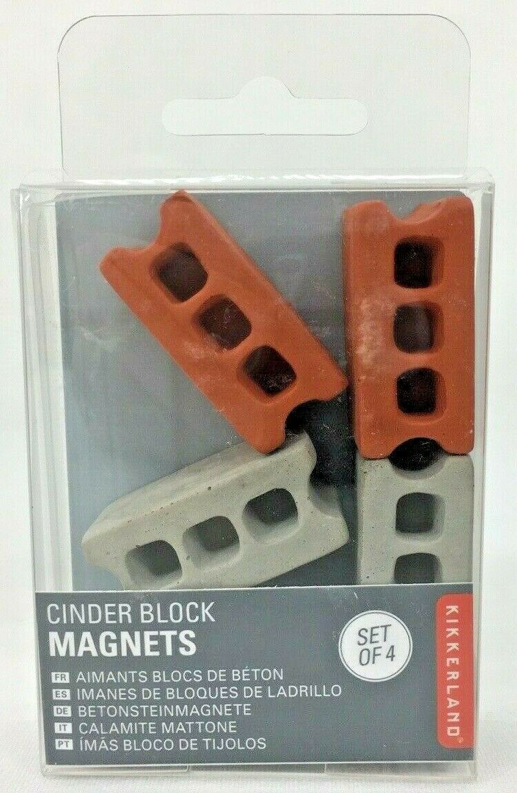 Kikkerland Cinder Block Refrigerator Magnets Multicolored MG78 Set of 4 NEW - $9.49