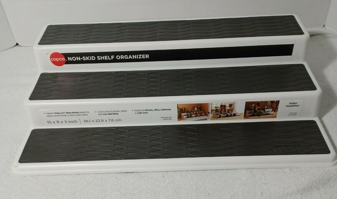 copco large non skid shelf organizer 15X9X3 inch white new - $19.80