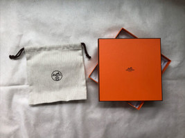 Hermes box with dust bag and tissue for belt square small empty 147 orange - £57.76 GBP