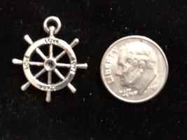 Boat Wheel Word love On Wheel antique silver Charm Pendant or Necklace Charm - £9.09 GBP