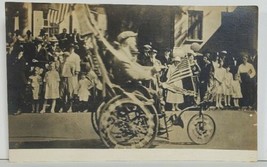 Rppc Man in Motorized Chair Third Wheel Patriotic WWI Era US Flags Postcard M16 - £37.53 GBP