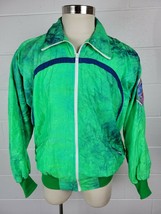 Vintage Hotdogger Neon Green Blue Tie Dye Nylon Windbreaker Jacket S - M - £43.52 GBP