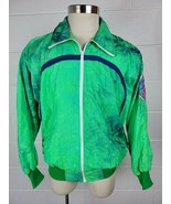 Vintage Hotdogger Neon Green Blue Tie Dye Nylon Windbreaker Jacket S - M - £42.81 GBP