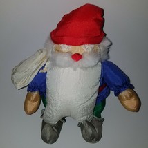 VTG Santa Claus Nylon Plush Stuffed Animal Toy Blue/Green Outfit Christmas w/TAG - £23.70 GBP