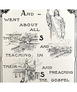 1901 Bible Passage Matthew 9:35 Victorian Word Symbol Puzzle Religious D... - $19.99