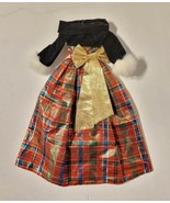 Barbie Holiday Christmas Evening Gown Dress Black Gold Red Plaid Metalli... - £14.15 GBP