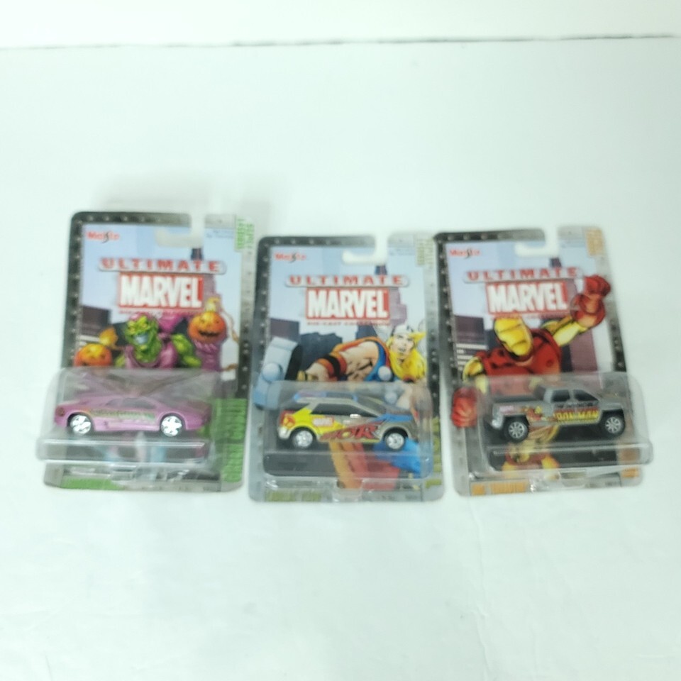 Maisto Marvel Diecast Lot Of 3 Diecast Car Iron Man Thor Green Goblin NEW - $25.24