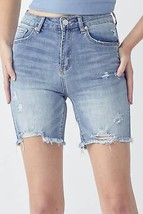 RISEN High Rise Distressed Denim Shorts - £44.31 GBP