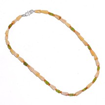 Natural Aventurine Peridot Carnelian Gemstone Smooth Beads Necklace 17&quot; UB-6594 - £8.56 GBP