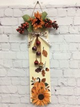 Wood hanging Fall jingle bells Door Sign orange leaves Handmade 18x4.5 New - £10.91 GBP