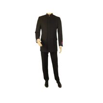 Men Apollo King Band Collarless suit Mandarin 5 Hidden Button Paster AG51 Black image 2