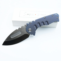 Smke MDF D2 Satin Blade Anodized Titanium Handle Pocket Folding Knife - £135.96 GBP
