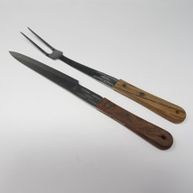 Vernco MCM Stainless Wood Handle Meat Carving Knife and Fork Set 13&quot; Vtg Japan - £13.42 GBP