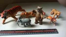 Lot of 8 3.5”-8&quot; Assorted Toy Animal Figures Tigers, Elephant, Bear, Lion, Snake - £10.68 GBP