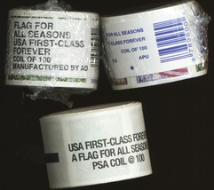 Flags For All Seasons Three Coil Rolls of One Hundred Stamps - Stuart Katz - $295.00