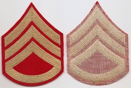 Obsolete USMC Marine Corps E-6 Staff Sergeant Gold On Red Patch Pair Set - £3.93 GBP