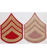 Obsolete USMC Marine Corps E-6 Staff Sergeant Gold On Red Patch Pair Set - $5.00