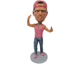 Custom Bobblehead Stylish Dude Got His Swag On With Stylish Glasses And A Cap -  - £70.97 GBP