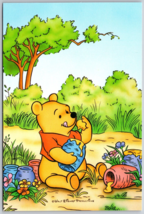 Winnie the Pooh Postcard Eating Honey - $9.87