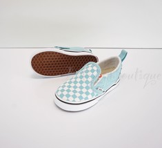 NoBox Vans Toddler Classic Slip-On V Shoe Canvas Checkerboard Aquatic White 6.5K - £29.25 GBP