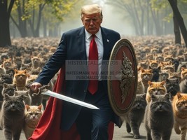 President Donald Trump Defending The Cats Sword &amp; Shield Patriotic 8X10 Photo - £9.03 GBP