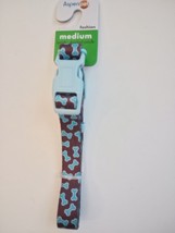 Aspen Pet Medium Fashion Dog Collar Brown With Blue Paw Prints 5/8”X 14-20” - £7.02 GBP