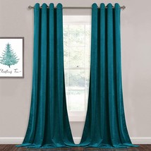 StangH Teal Curtains Velvet - Extra Long Thick Velvet Drapes Blackout Panels - £57.41 GBP
