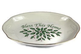Lenox Holiday Bless This Home Oval Bread Tray Holy Berries Dimension Col... - $19.79