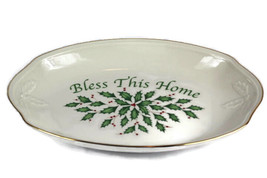 Lenox Holiday Bless This Home Oval Bread Tray Holy Berries Dimension Col... - £15.76 GBP