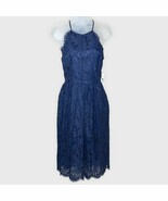 NWT ELIZA J navy blue lace overlay halter midi dress size 6 cocktail party - $49.00