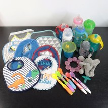 23pc Bundle Lot of Baby Feeding Teething Supplies - Bibs, Bottles, Spoons - $30.00