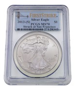 2013-(S) Silver American Eagle Graded by PCGS as MS-70 1st Strike Golden... - £112.53 GBP