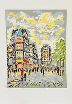 Isac Goody sans Titre Main Signée Limitée Lithographie Coloré Édifices Art Ville - £163.77 GBP