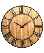 Round 30-inch Roman Numeral Silent Wood Metal Farmhouse Wall Clock - $3,877.91 MXN