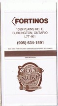 Matchbox Cover Fortino&#39;s Supermarket Burlington Ontario Holy Smoke - $0.98