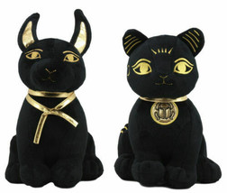 Egyptian Gods Anubis Jackal Dog And Bastet Cat Plush Toys Set Of 2 Stuffed Dolls - £35.40 GBP