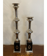 Pair LARGE Candle Holders  BOMBAY Co. Silver &amp; Black HIGHEST QUALITY Ori... - $145.00